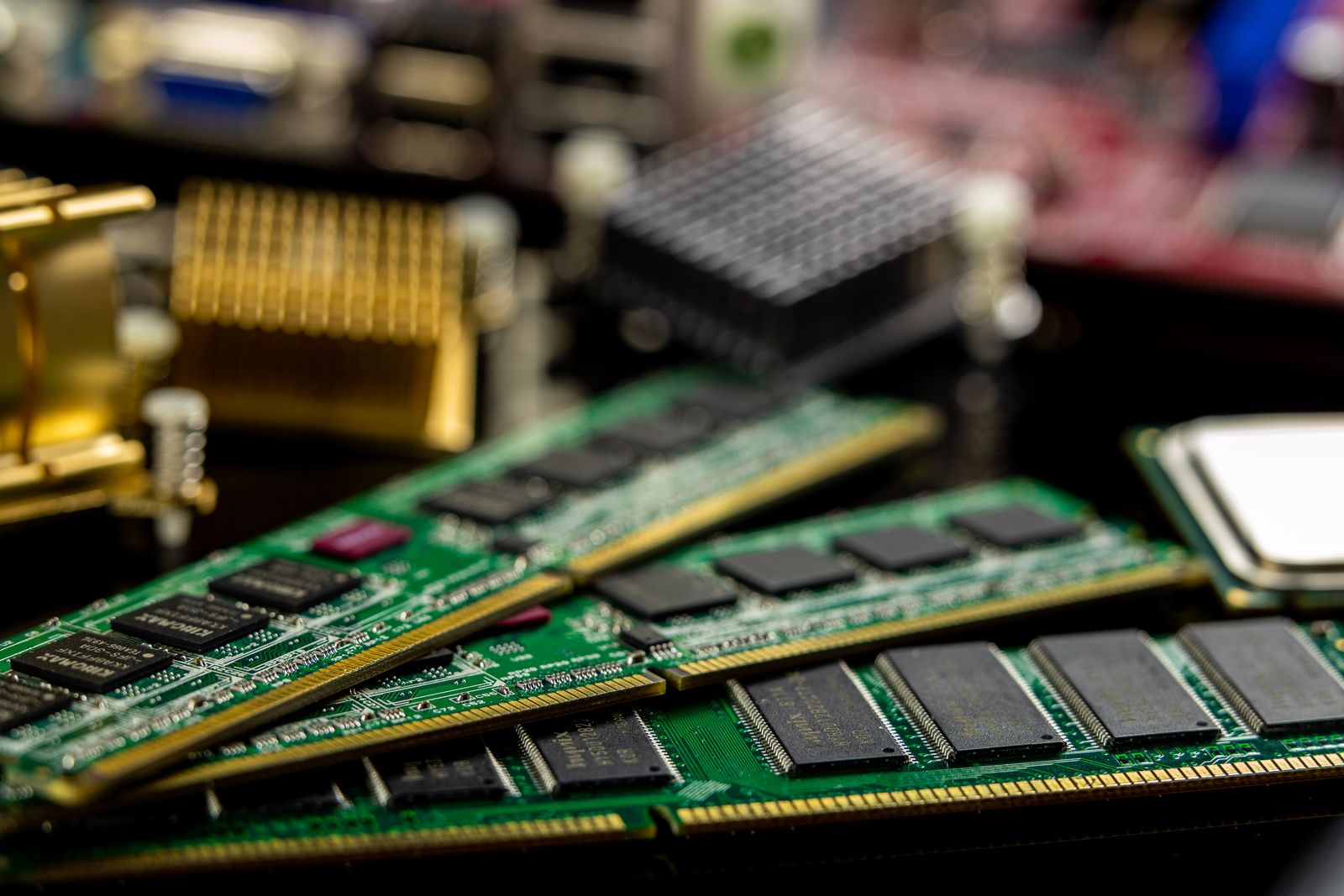 High-performance memory chips on a circuit board, essential for artificial intelligence.